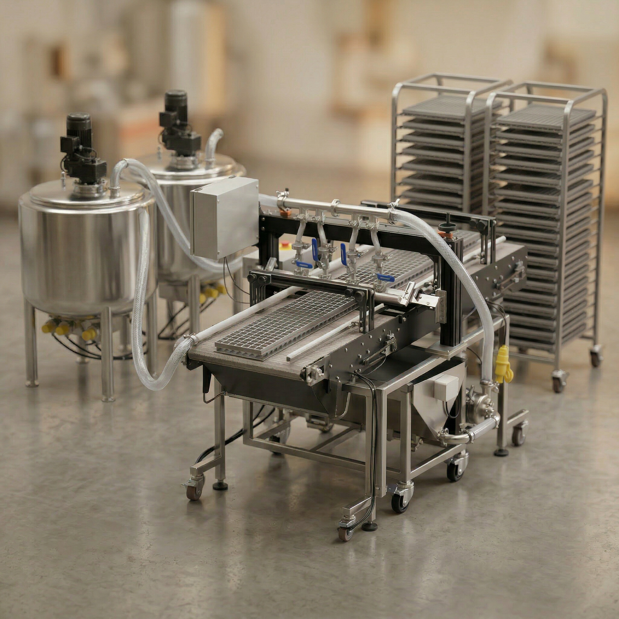 Heated kettle with integrated mixer